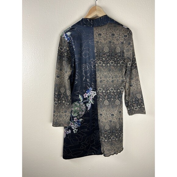 Ania.A Size S Kimono Cardigan Open Velvet Abstract Boho Asian Paisley Patchwork - Picture 3 of 3